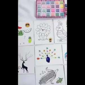 24 Color Finger Painting Card Set Ink Stamp Pad DIY Washable Finger Drawing Toys for Kids