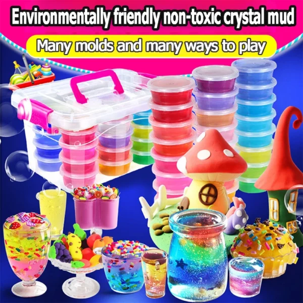 my-11134207-7rase-mcll4uzyk5xf4d.webp Kids Slime Toy 12 Colors Crystal Mud and Light Clay Playing Set with Glitter Powder Girls DIY Art Soft Gel