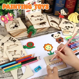 sg-11134201-7rbkt-lnsaffv8ybhk62.webp Educational Toys Children Montessori Stencils Painting Wooden Toys DIY Learning Drawing