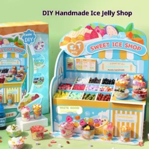 sg-11134201-821dw-mggaj1eyuo7f27.webp DIY Mini Ice Jelly Shop Craft Kit Plastic Pretend Play Set for Teens Creative Handmade Dessert Studio with Realistic Accessories Reusable Customizable