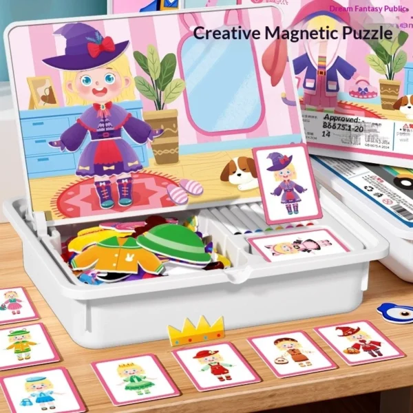 Kids Magnetic Face Puzzle Toy   Educational DIY Facial Expression Matching Game for Toddlers 3 to 6 Years Old   Boosts Cognitive Skills   Creativity