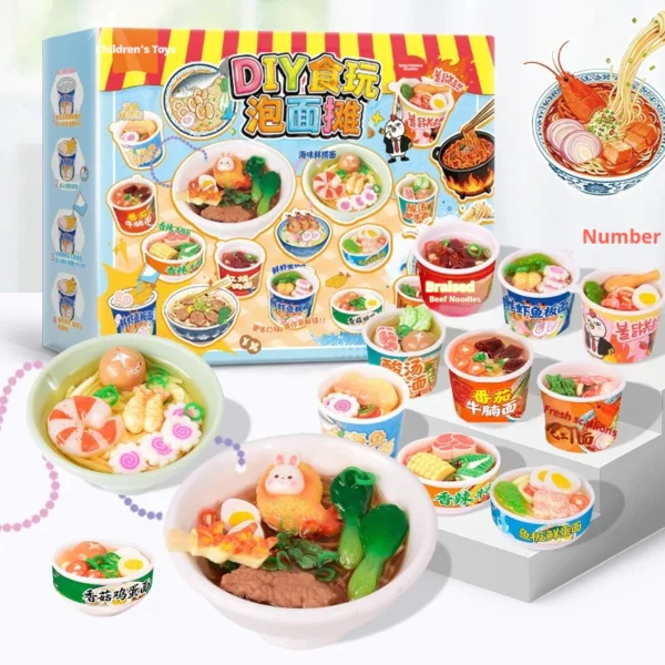 sg-11134201-8261l-mki6so5l4c9201.webp DIY Mini Noodle Stall Craft Kit Pretend Play Instant Noodle Toy Set for Girls Role Playing Food Stand with Realistic Accessories